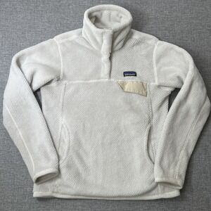 Patagonia Womens Re-Tool Snap-T Pullover White X-Dye Fleece Long Sleeve Small